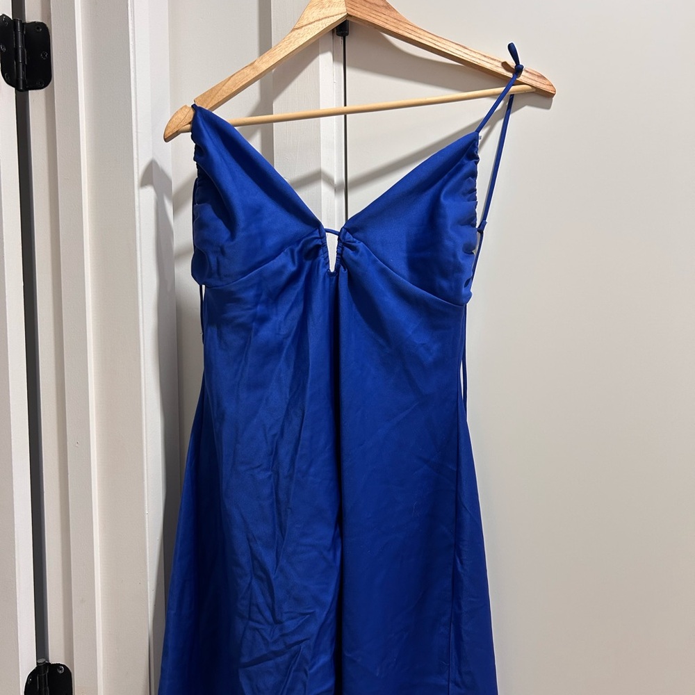 Elegant Blue Spaghetti Strap Dress